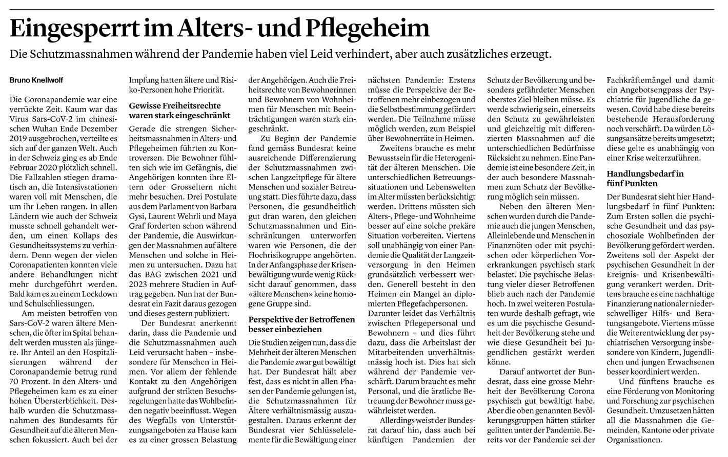 Artikel im Bote der Urschweiz vom 5.9.2025