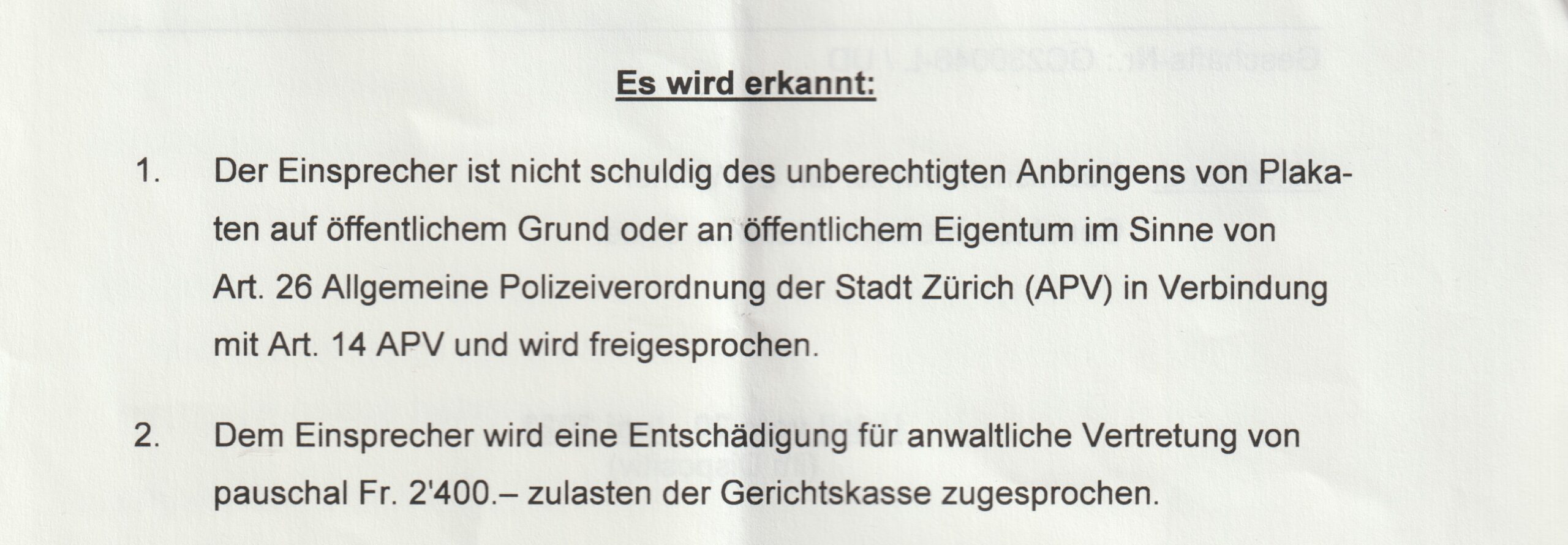 Bezirksgericht Zürich Urteil vom 23. Juni 2023 im Dispositiv Auszug