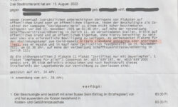 Strafbefehl Stadtrichteramt
