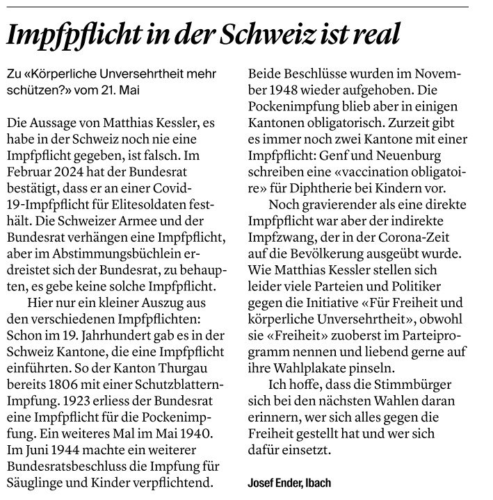 Impfpflicht in der Schweiz ist real