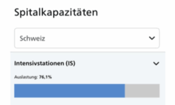 Abb. 1: Auslastung Spitalbetten Schweiz per 7.9.21