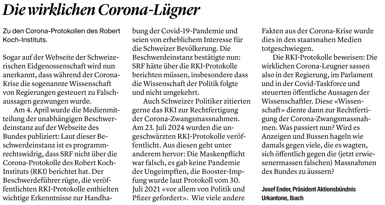 Leserbrief im Bote der Urschweiz 16.4.2025